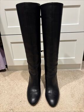 Loeffler Randall Classic Black Knee-High Women's Leather Boots
